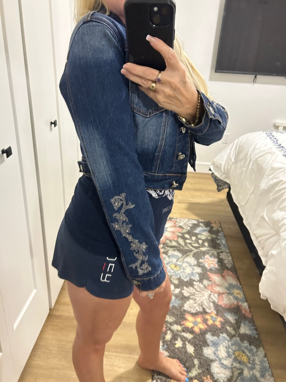 Bebina Cropped Embellished Denim Jacket |Size Small - Picture 13 of 16
